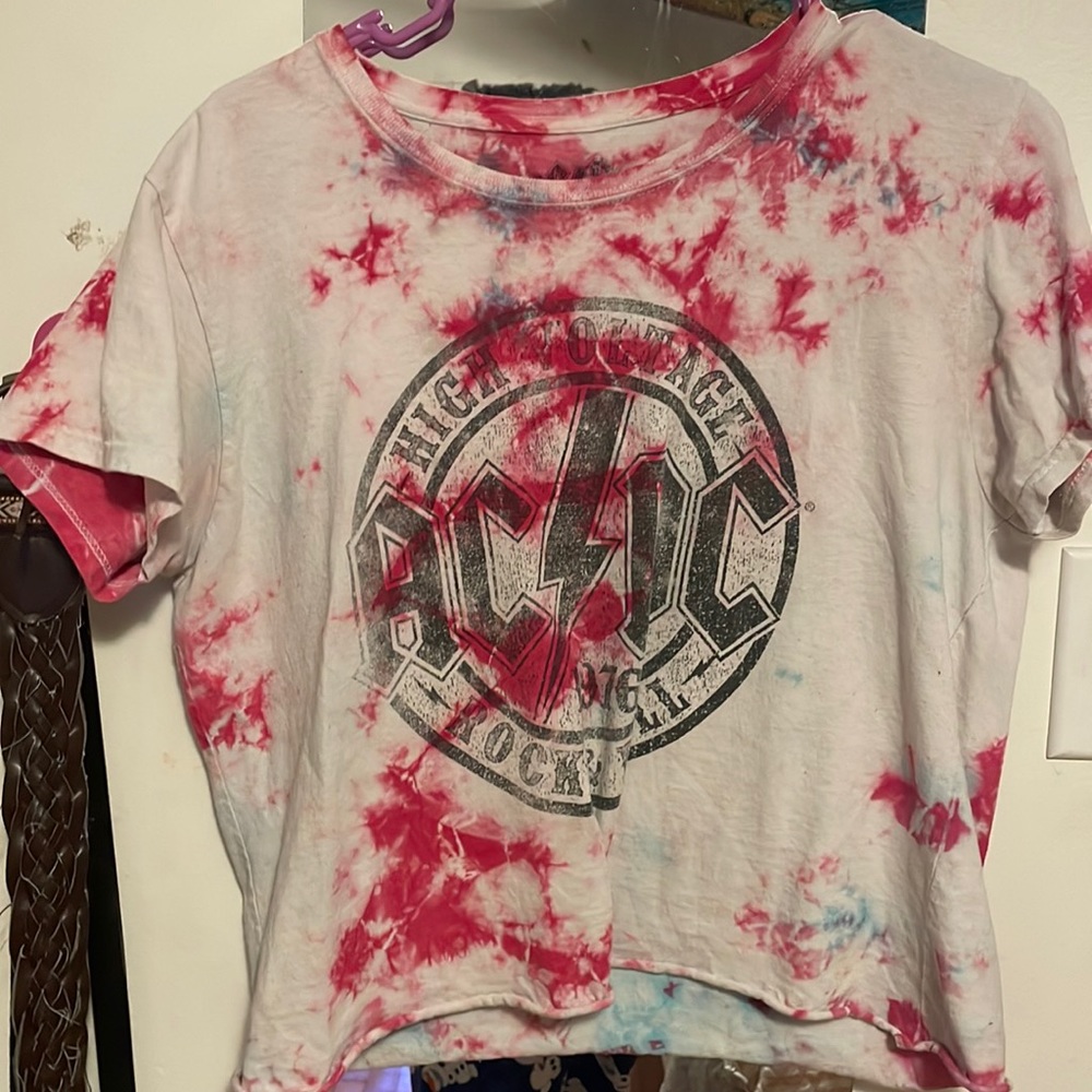 Tie dyed crop top T-shirt, AC/DC